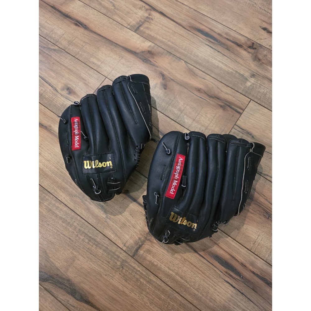 Vintage Wilson Genuine Leather A2290 Black T-ball Glove Bundle